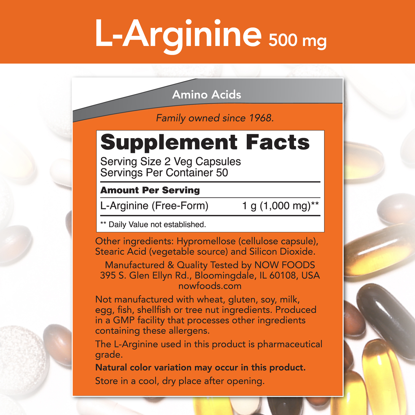 L- Arginina 500 mg (100 VegCaps) / L-Arginine 500 mg