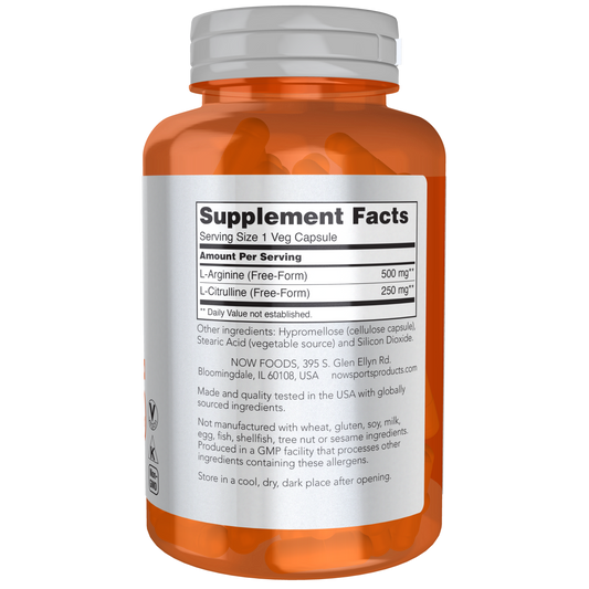 Arginina y Citrulina 500 mg / 250 mg /Arginine & Citrulline 500 mg / 250 mg (120 VCAPS)