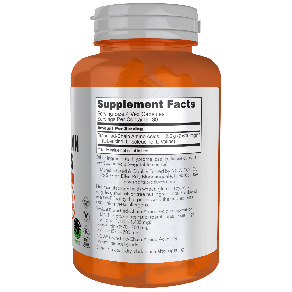 Aminoácidos de cadena ramificada (120 Veg Caps)/ Branched Chain Amino Acids