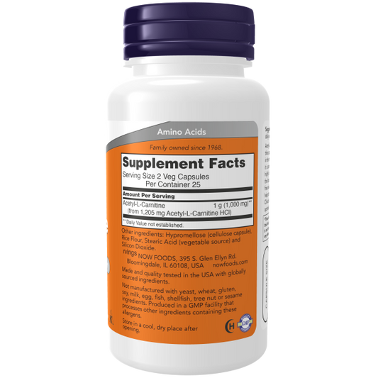 Acetil-L-Carnitina 500 mg (50 Veg Caps) / Acetyl-L-Carnitine 500 mg (Veg Caps)