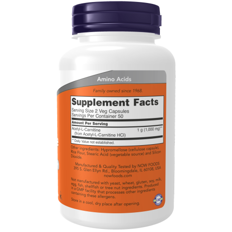 Acetil-L-Carnitina 500 mg (100 Vegcaps)/ Acetyl-L-Carnitine