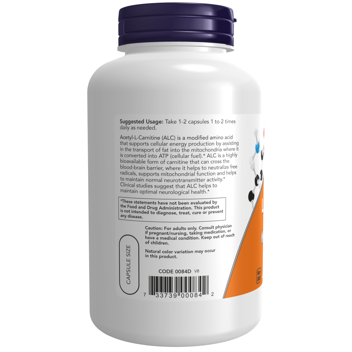 Acetil-L-Carnitina 500 mg 200 Cápsulas Vegetales