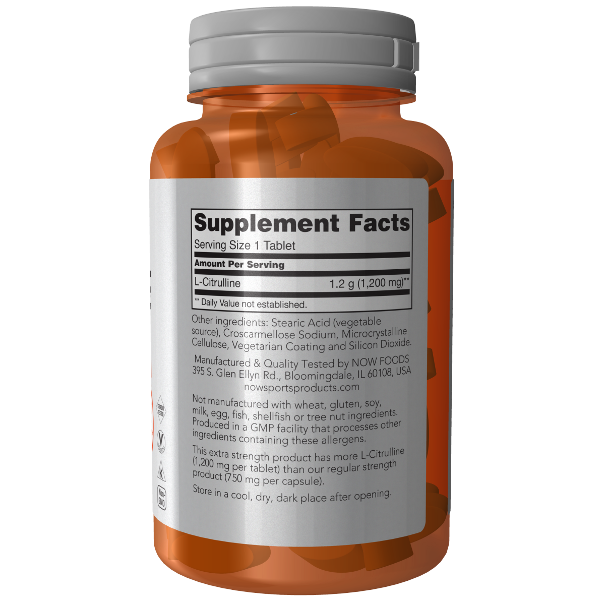 L-citrulina, tabletas extra fuertes 1200 mg / L-citrulline 1200 mg (120 tabs) NOW