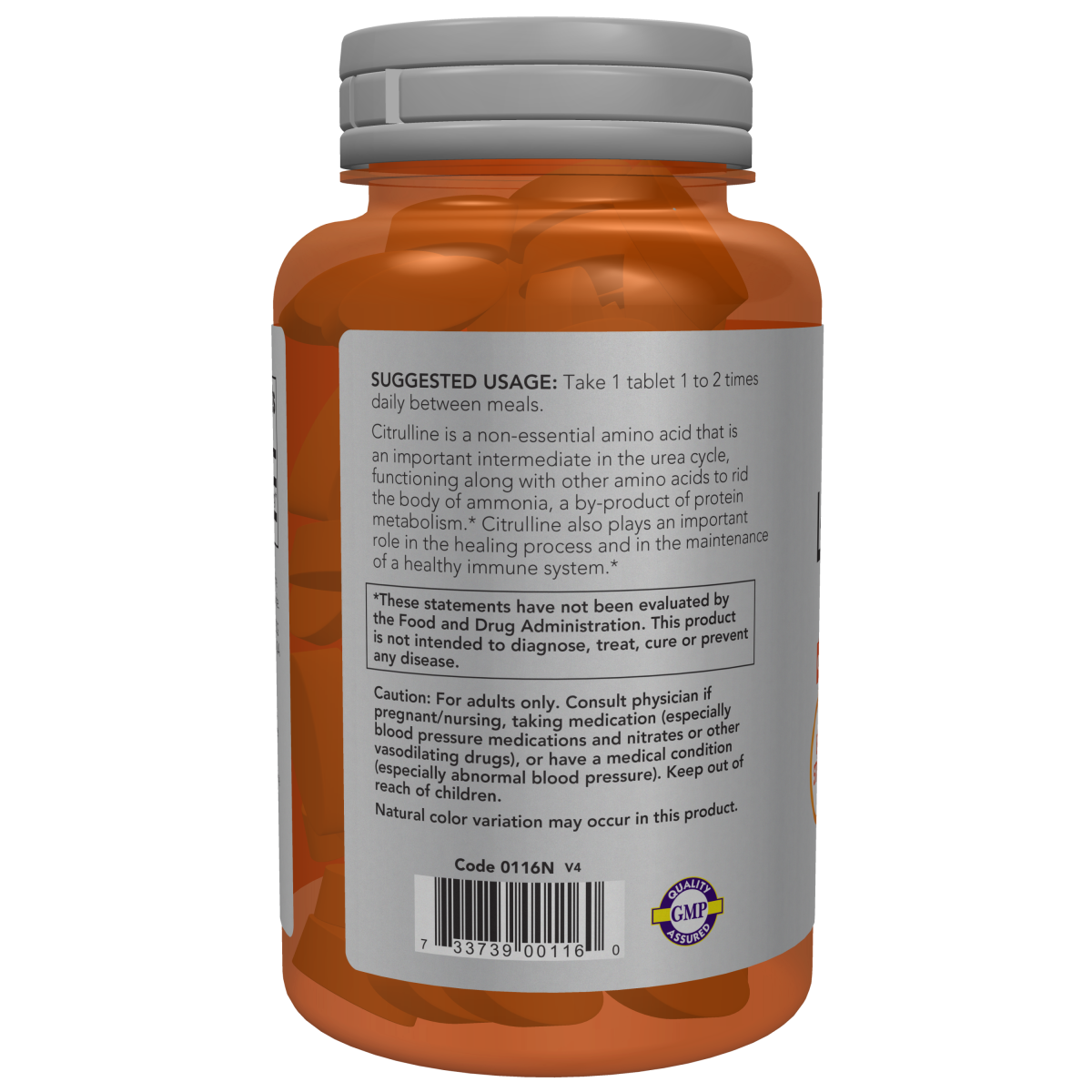 L-citrulina, tabletas extra fuertes 1200 mg / L-citrulline 1200 mg (120 tabs) NOW