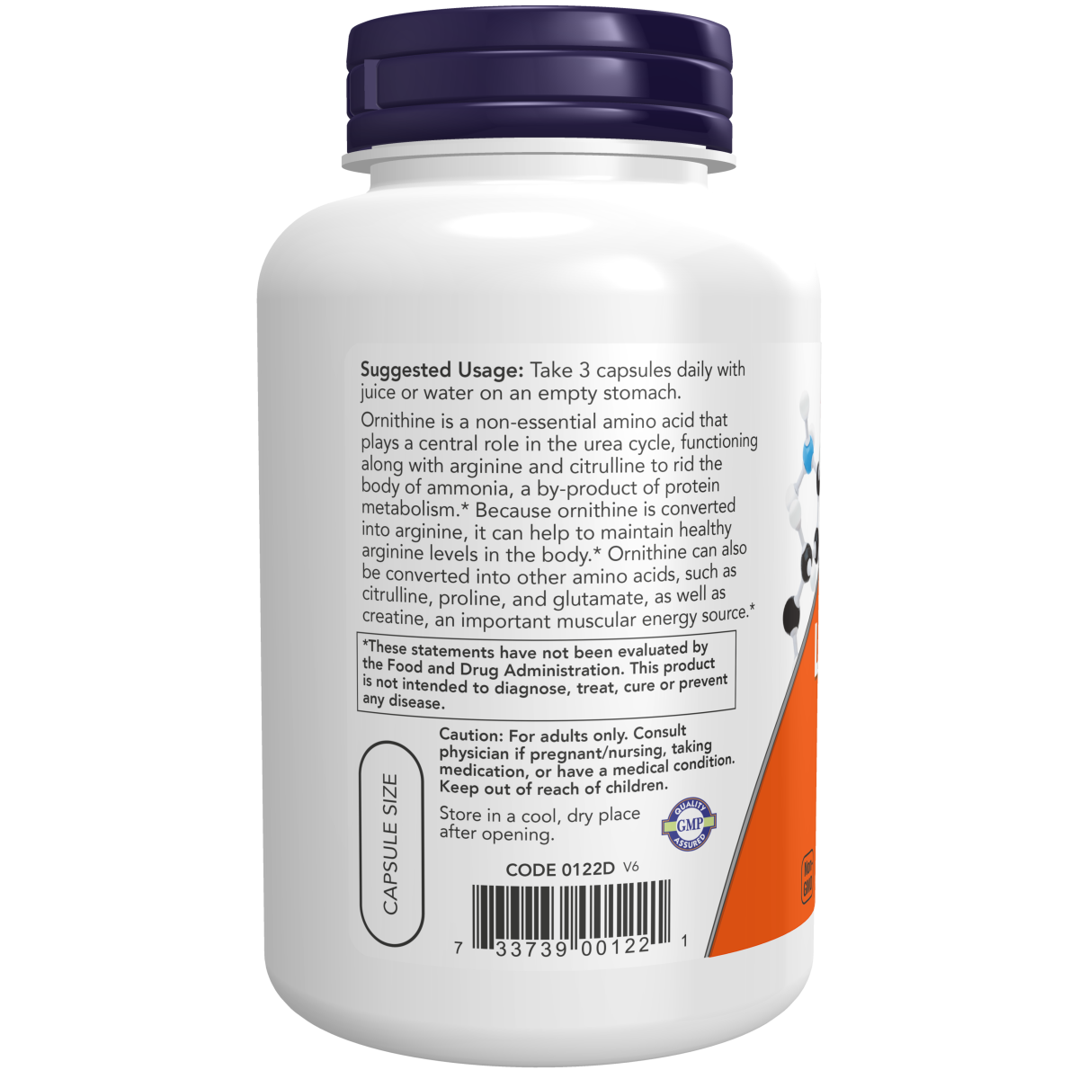 L-Ornitina 500 mg (120 Veg Caps) /L-Ornithine 500 mg