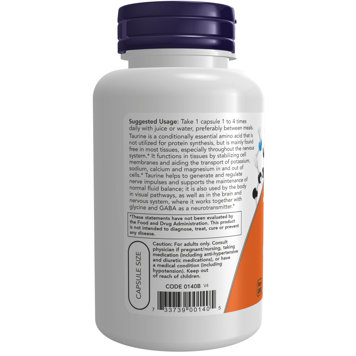 Taurina 500 mg (100 Veg Caps) / Taurine 500 mg