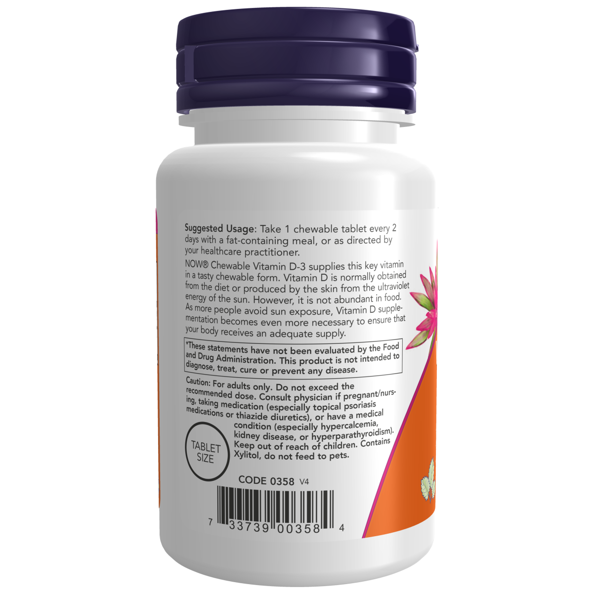 Vitamin D-3 5000 IU (120 Masticables) /Chewables