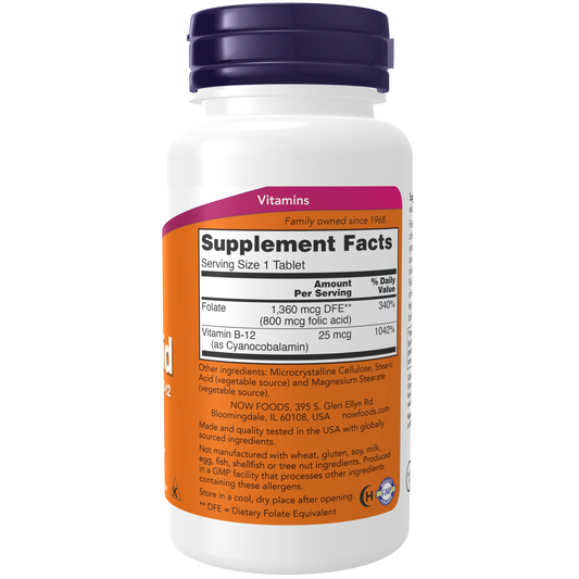 Ácido fólico con Vitamina B-12 800 mcg (250 tablets) / Folic Acid with Vitamin B-12
