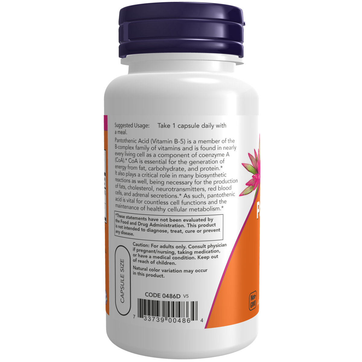 Ácido pantoténico 500 mg (100 Veg Caps)/ Pantothenic Acid 500 mg