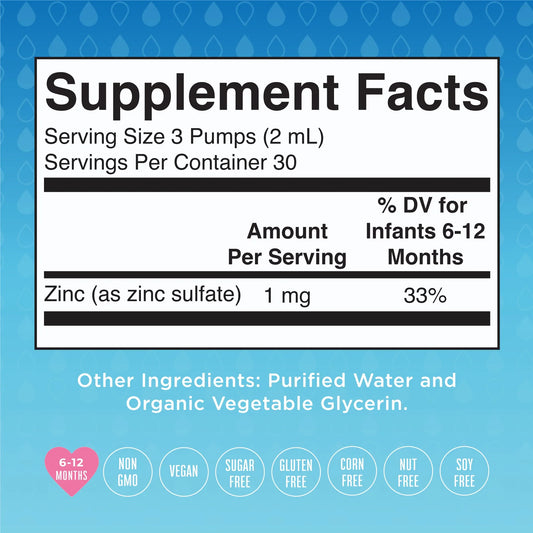 Zinc Líquido Infantil Orgánico (60ml) / Infant Zinc Drops, Unflavored, Org, 2 oz