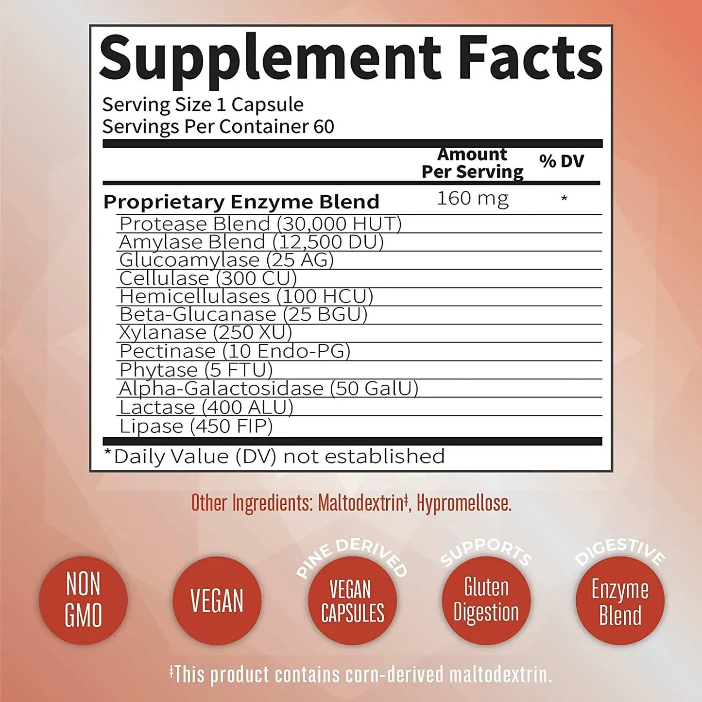 Enzimas para el alivio del gluten / Gluten Enzymes Capsules, Unflavored, 60 ct