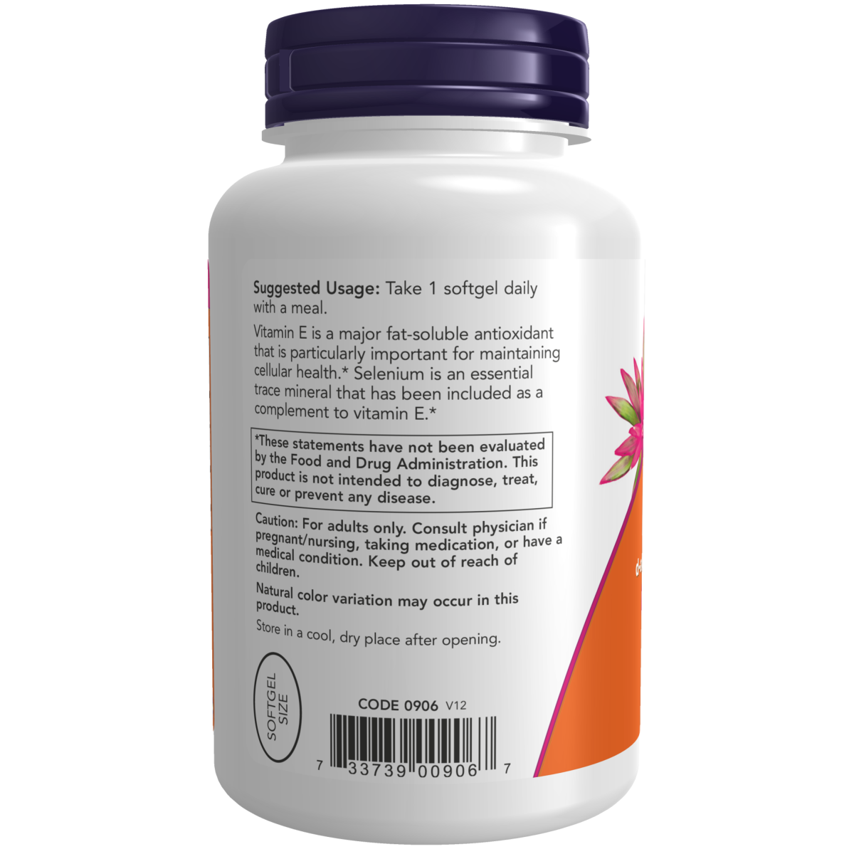 Vitamin E-400, 268mg + 100 mcg de Selenio (100 Softgels)