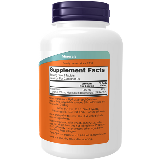 Glicinato de Magnesio 200 mg(180 TAB) /Magnesium Glycinate Tablets