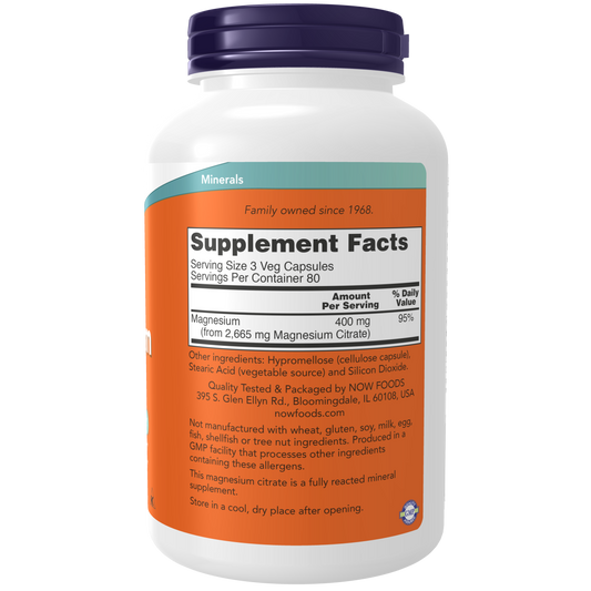 Citrato de Magnesio 400mg  (240 Veg Caps)/ Magnesium Citrate Veg Capsules