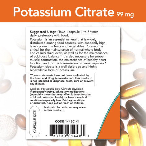Potasio Citrato 99 mg (180 Veg Caps)/ Potassium Citrate 99 mg