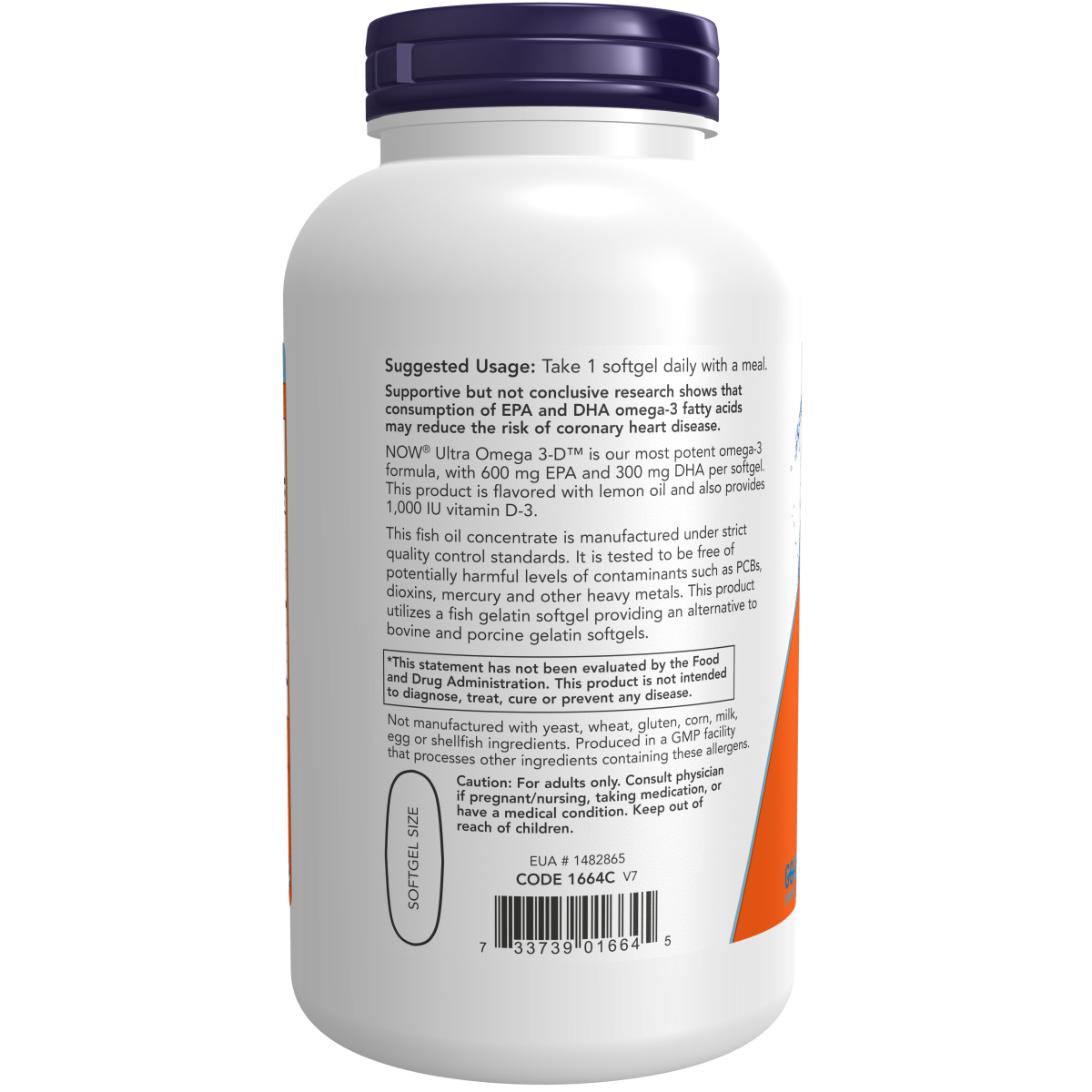 Ultra Omega 3-D™ 600 EPA / 300 DHA /(Fish Gelatin) 180 Fish Softgels