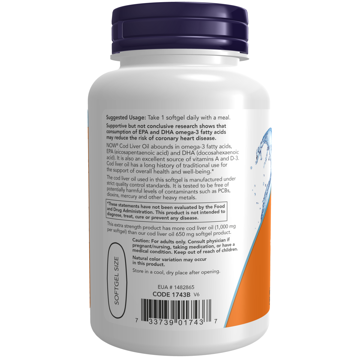 Aceite de hígado de bacalao, extrafuerte 1,000 mg (90 SFG) / Cod Liver Oil, Extra Strength 1,000 mg