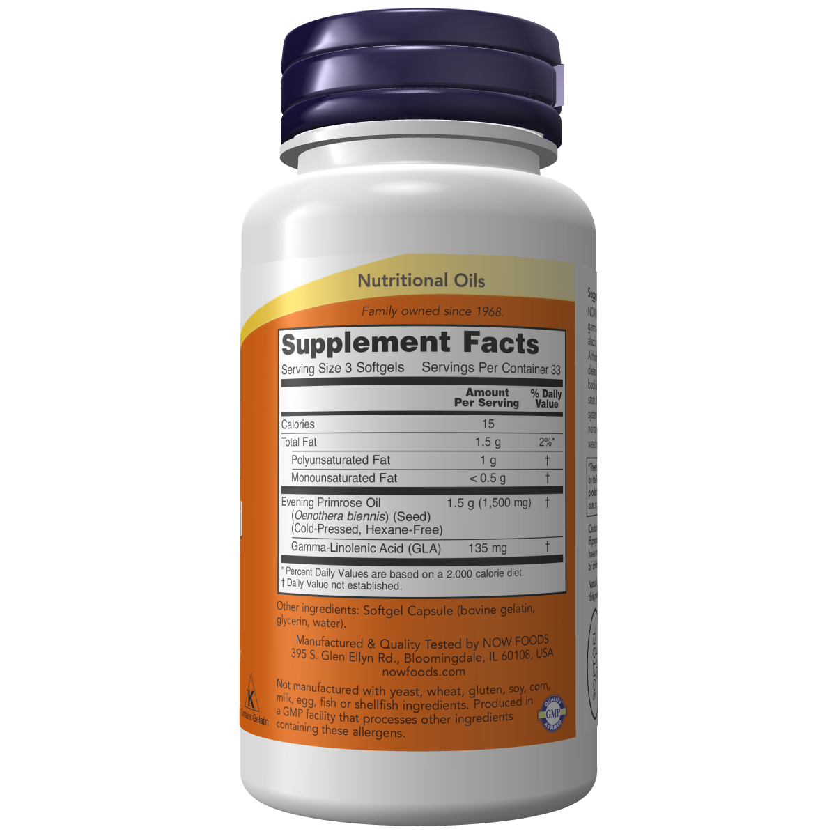 Aceite de onagra 500 mg (100 Softgels) / Evening Primrose Oil 500 mg