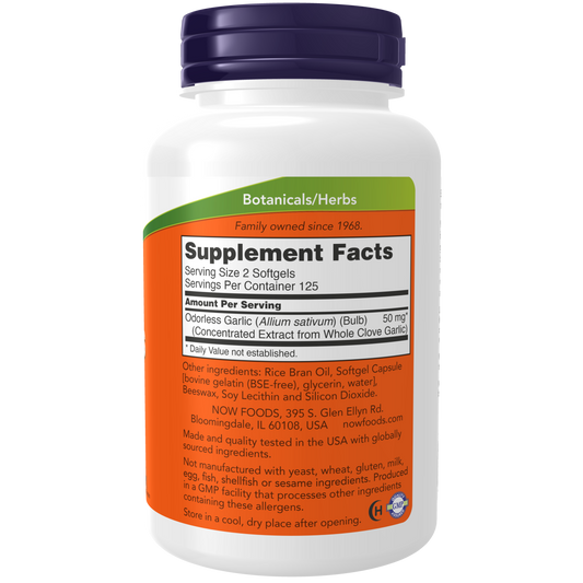 Ajo Inodoro concentrado del ajo entero 50mg (250 Softgels)/ Odorless Garlic Softgels