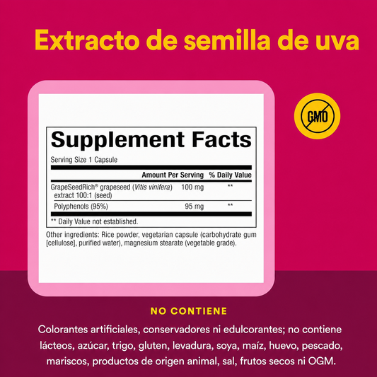 GrapeSeedRich® 100 mg 95% Polifenoles 60 vcap, Natural Factors