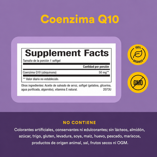 Coenzima Q10 50 mg En una Base de Aceite de Salvado de Arroz 60 sg, Natural Factors