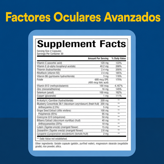 Advanced Eye Factors® w/ 7.5 mg Luteína 60 cap, Natural Factors