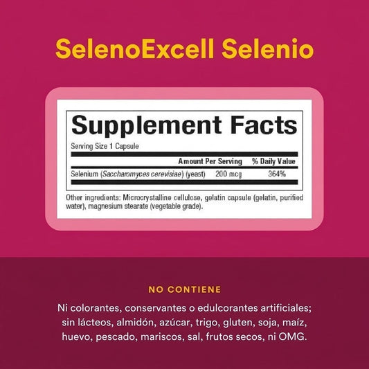 SelenoExcell® Selenio 200 mcg 90 cap, Natural Factors