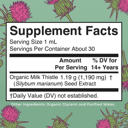 Gotas de cardo mariano orgánico (30ml) / Milk Thistle Drops, Org, (1oz)