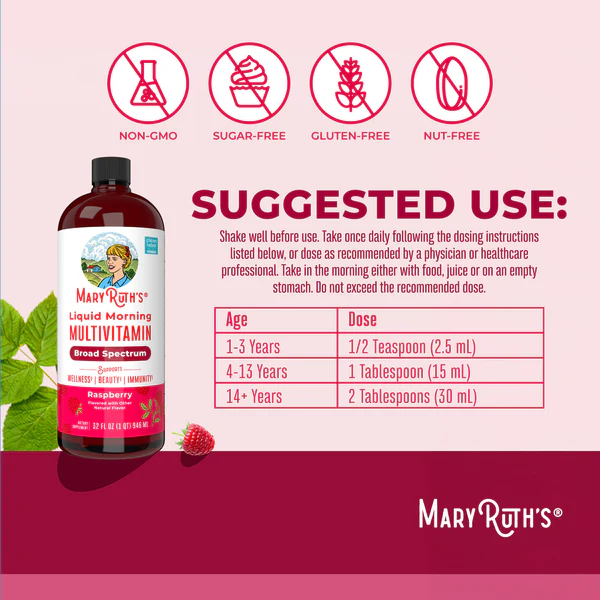 Multivitamínico matutino líquido 946ml / Morning Multivitamin Liquid, Raspberry,(32oz)