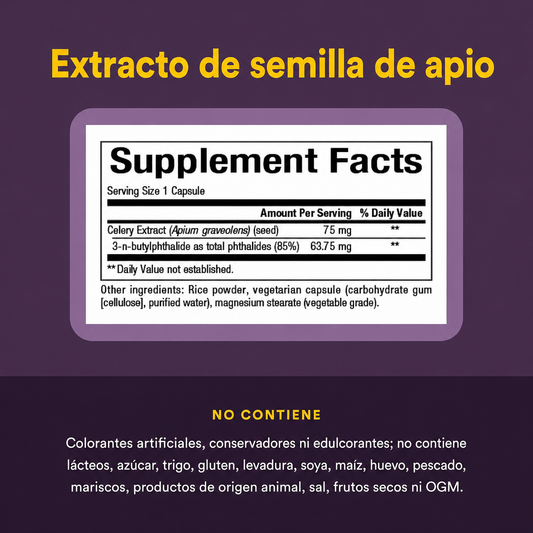 Extracto de Semilla de Apio 85% 3-n-Alholva 60 vcap, Natural Factors