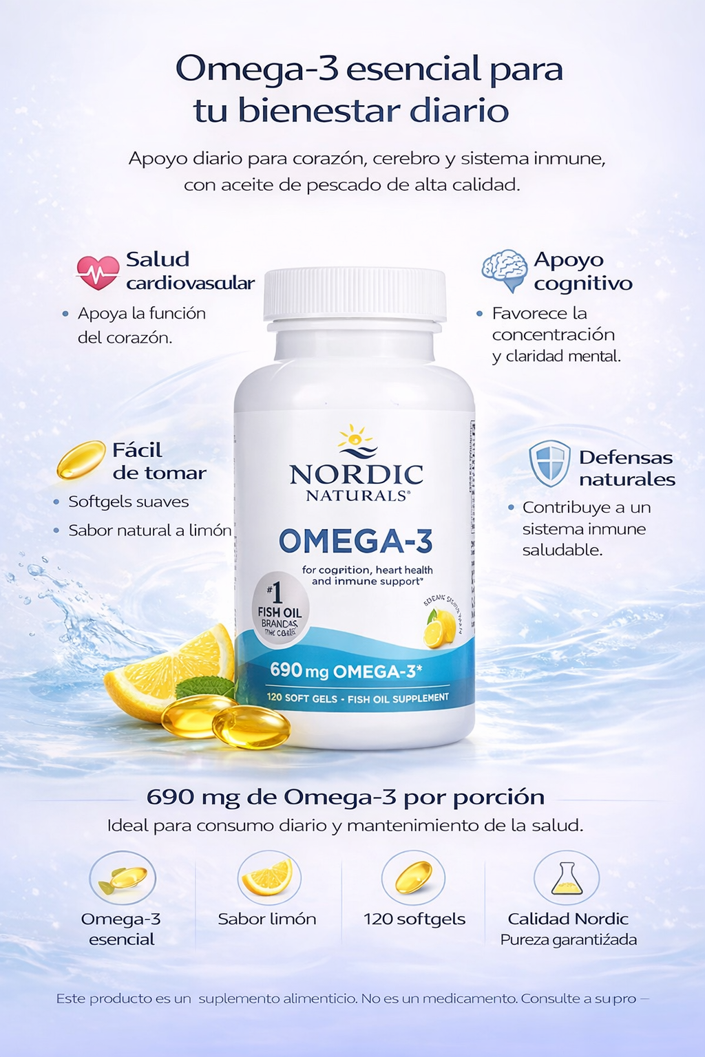 Omega-3 - 690mg - 120 Cápsulas Blandas