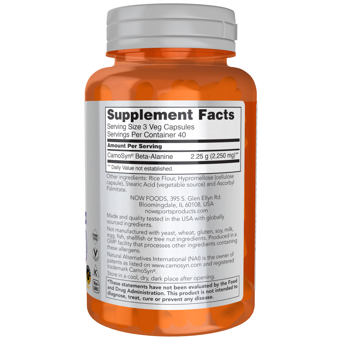 Beta-Alanina 750 mg (120 Veg Caps) /Beta-Alanine 750 mg