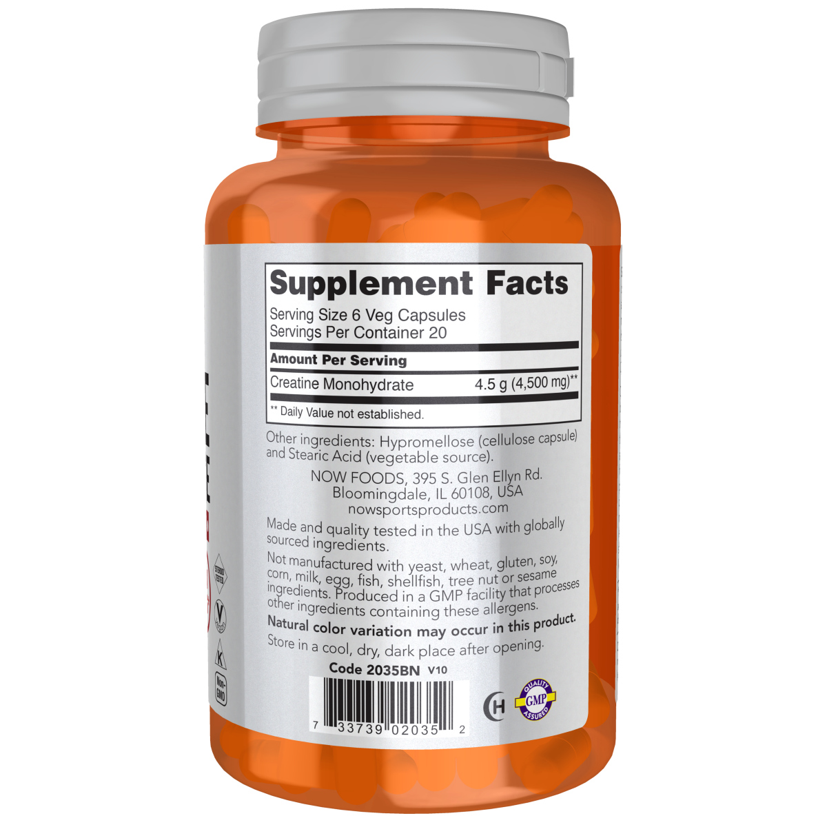 Monohidrato de Creatina 750 mg (120 Veg Caps)/ Creatine Monohydrate 750 mg