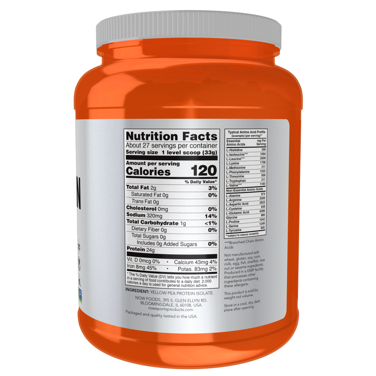 Proteína de guisante, polvo puro sin sabor 2lbs (907g)