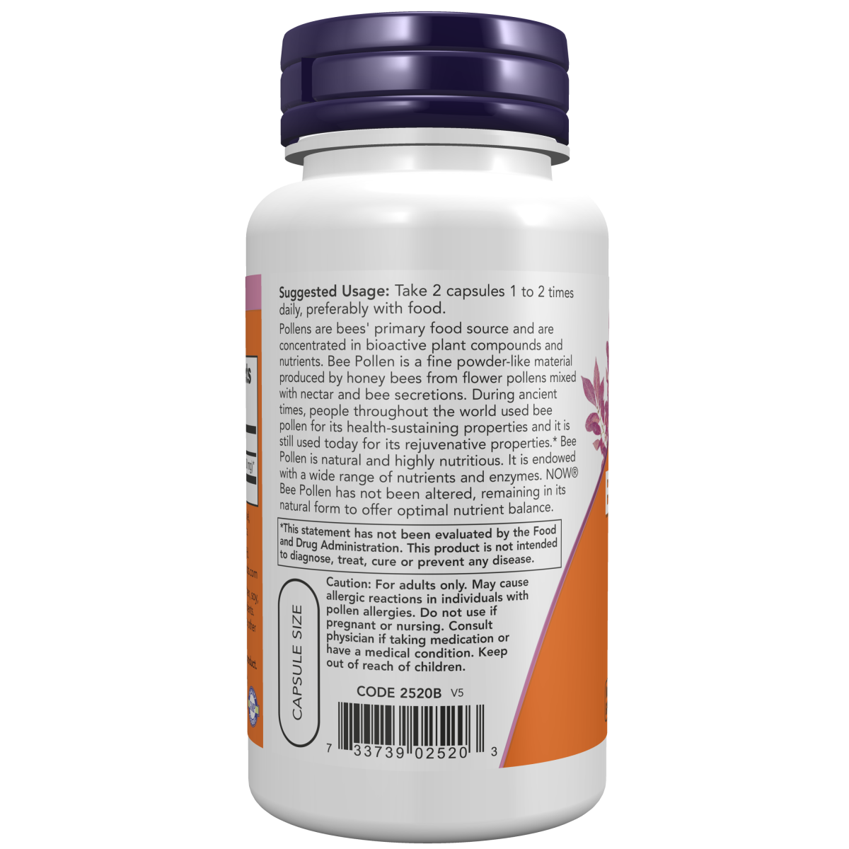 Polen de Abeja 500 mg 100 Cápsulas/Bee Pollen 500 mg