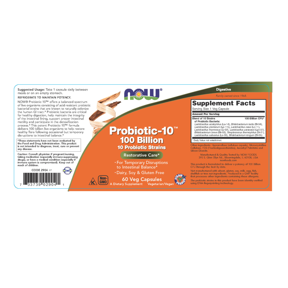 Probiótico 10™ 100 Billon (60 Veg Caps) / Probiotic-10™ 100 Billion