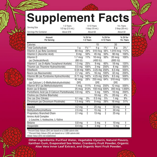 Multivitamínico matutino líquido 946ml / Morning Multivitamin Liquid, Raspberry,(32oz)