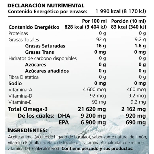 Aceite de Hígado de Bacalao Sabor Limón (240 ml), Lysi