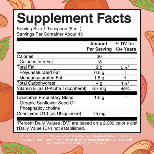 CoQ10 Liposomal, Melocotón Cítrico, (7.5 fl oz/225ml), Mary Ruth´s