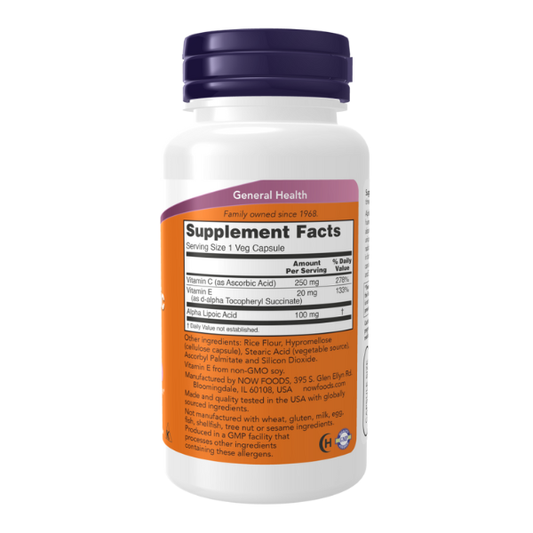 Ácido alfa lipoico 100mg (60 Vegcaps)/ Alpha Lipoic Acid 100 mg