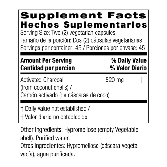 Carbón Activado 520 Mg (90 Capsulas), Bio Nutrition