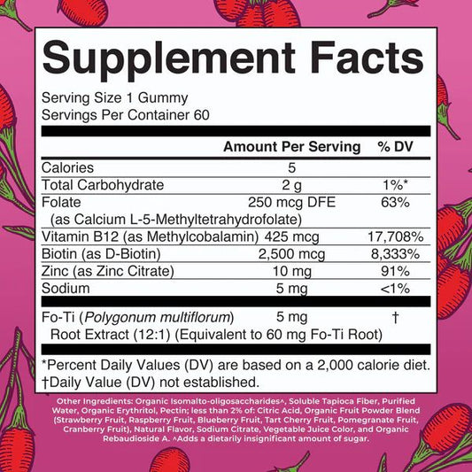 Biotina Sabor Bayas de Goji (60 Gomitas), Mary Ruth´s