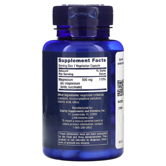 Magnesio en capsulas 500 mg (100vcaps) / Magnesium Caps 500mg (100vcaps)