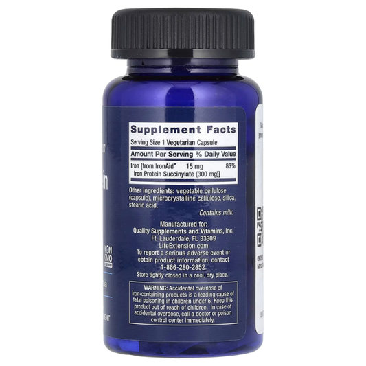 Proteína de hierro plus 300 mg, (100 cápsulas vegetarianas) , Life Extension