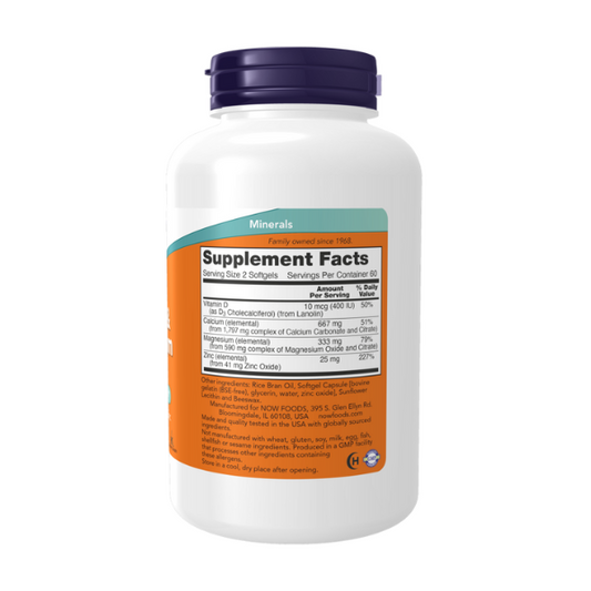 Calcio y Magnesio con Vitamina D3 & Zinc (120 SOFTGEL) / Calcium & Magnesium + D3