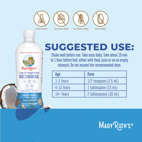 Multimineral Líquido Nocturno (946ml) / Nighttime Multimineral Liquid, Coconut, (32oz)