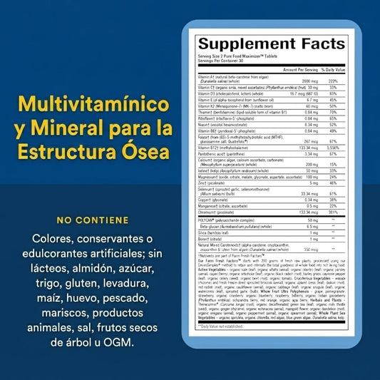 Whole Earth & Sea® Multivitaminico & Mineral para la Estructura Osea 60 tab, Natural Factors