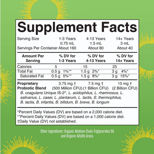 Probiótico Líquido Orgánico (120ml) / Probiotic Drops, Unflavored, Org, 4 oz