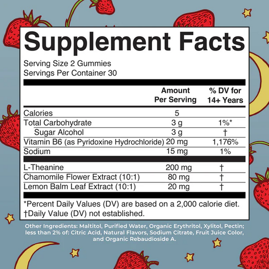 Gomitas para dormir para adultos sin melatonina sabor fresa 60 gomitas / Adult Sleep No Melatonin Gummies, Strawberry, 60 ct