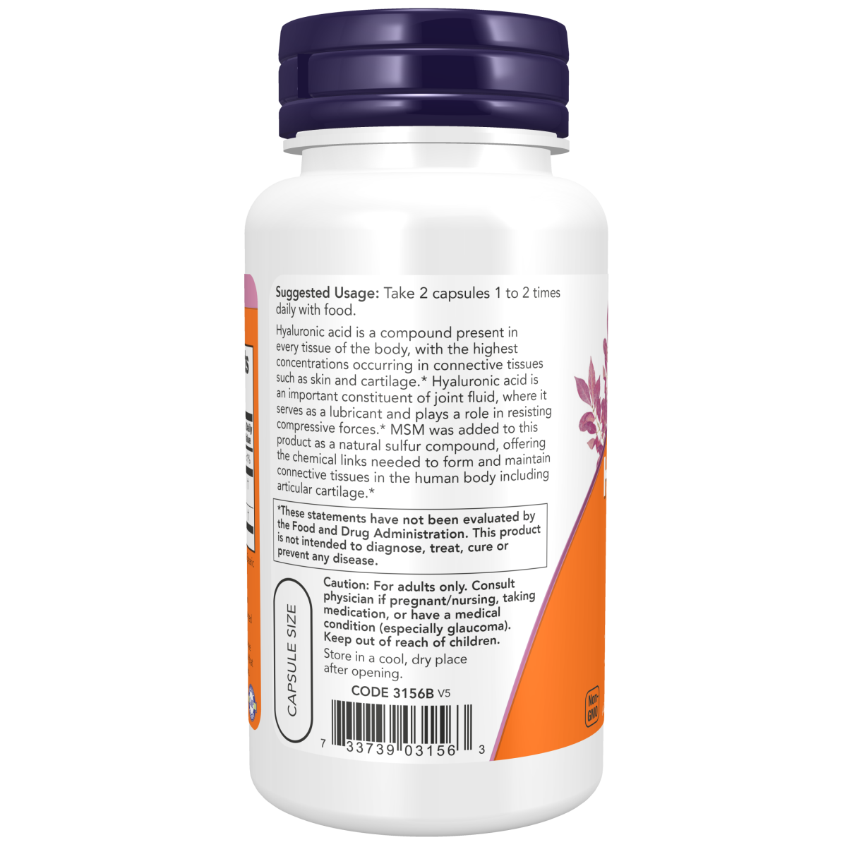 Ácido Hialurónico con MSM 50mg (60 Veg Caps) / Hyaluronic Acid with MSM